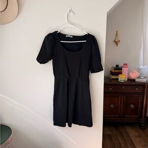 Reformation Black Puff Sleeve Mini Dress